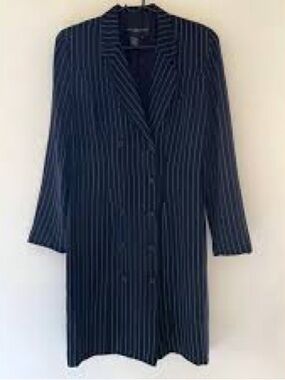 August Silk navy Blazer with Pinstripe Design